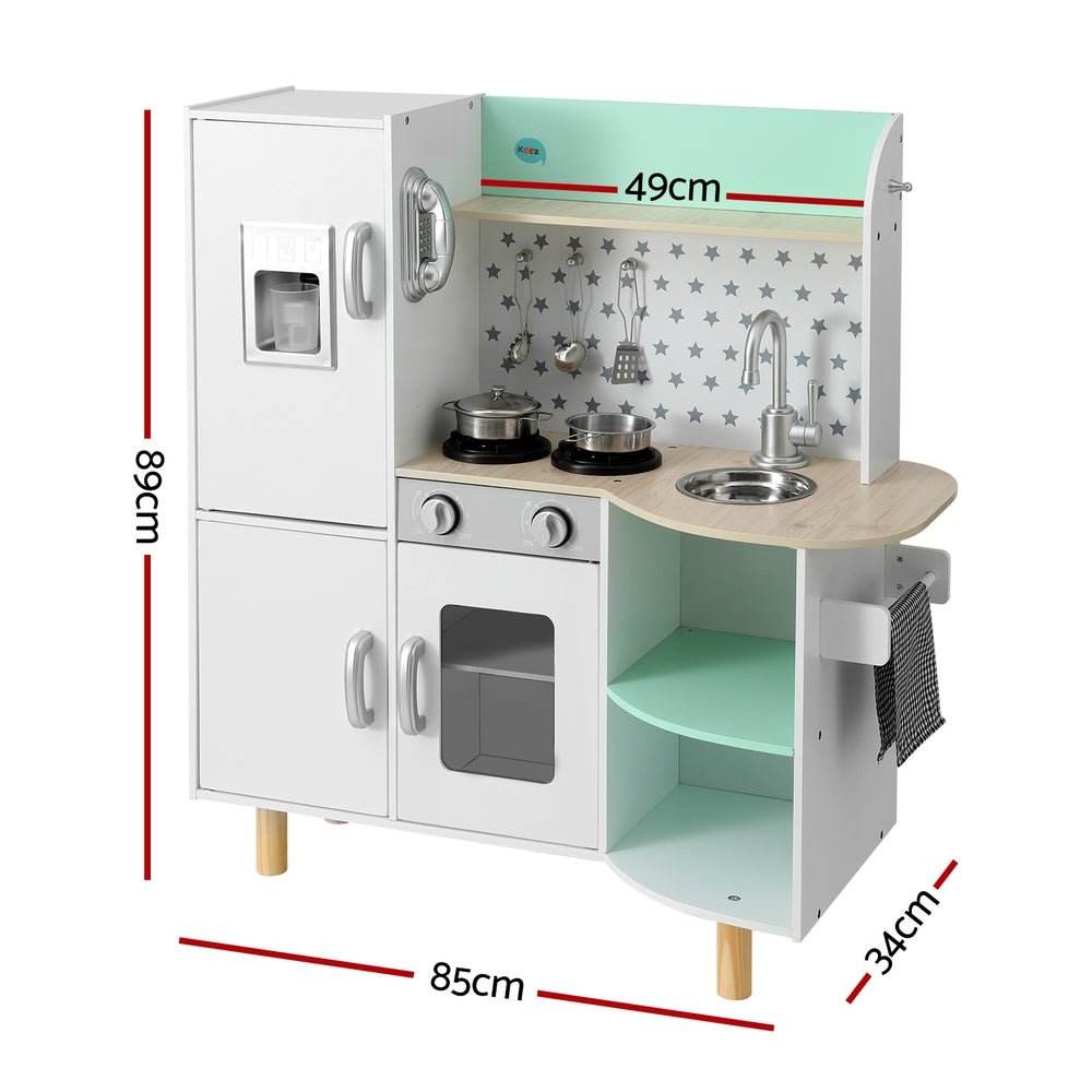Kids Wooden Pretend Kitchen Play Sets Cooking Toys Oven Fridge 85CM Green - Baby & Kids > Baby & Kid's Toys > Pretend Play - Rivercity House & Home Co. (ABN 18 642 972 209) - Affordable Modern Furniture Australia