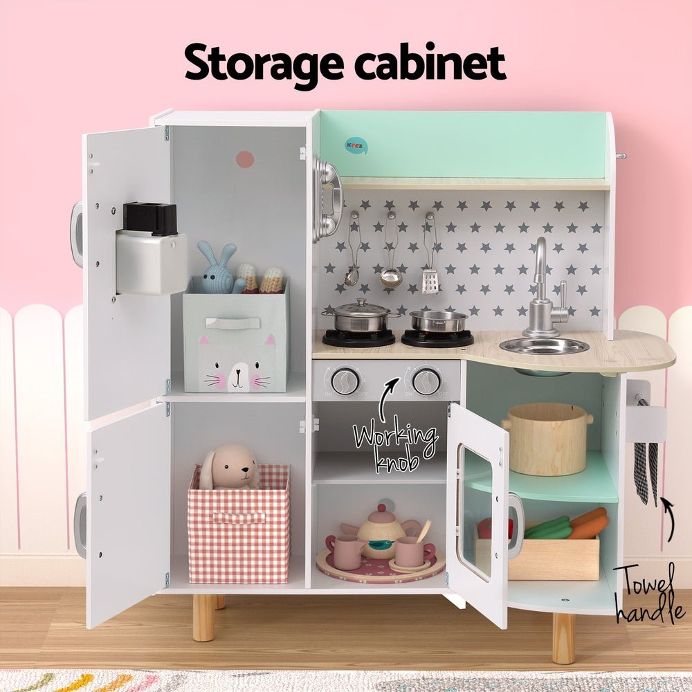 Kids Wooden Pretend Kitchen Play Sets Cooking Toys Oven Fridge 85CM Green - Baby & Kids > Baby & Kid's Toys > Pretend Play - Rivercity House & Home Co. (ABN 18 642 972 209) - Affordable Modern Furniture Australia