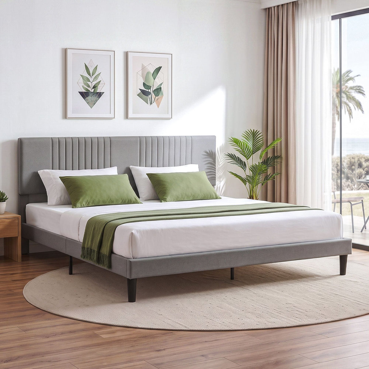 King Adjustable Headboard Bed Frame 300kg Capacity - Grey - Furniture > Bedroom > Beds & Bed Frames - Rivercity House & Home Co. (ABN 18 642 972 209) - Affordable Modern Furniture Australia