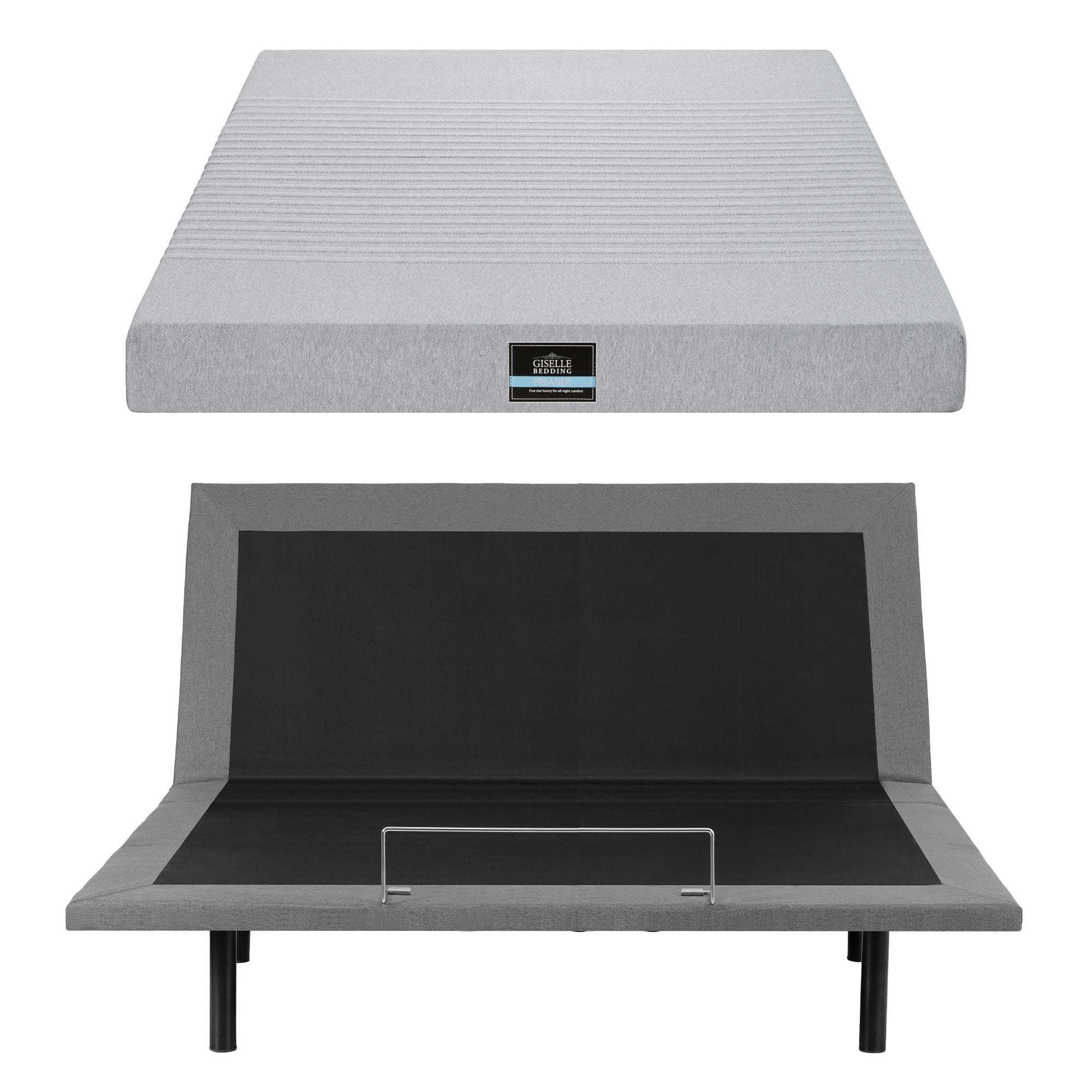 King Bed Frame and Giselle Bedding King Memory Foam Mattress Set, Electric Bed Base with Zero Gravity & 7 Zone Cooling Comfort for Back Pain Relief, Black & Grey, 15cm Thickness - Furniture > Bedroom > Beds & Bed Frames - Rivercity House & Home Co. (ABN 18 642 972 209) - Affordable Modern Furniture Australia