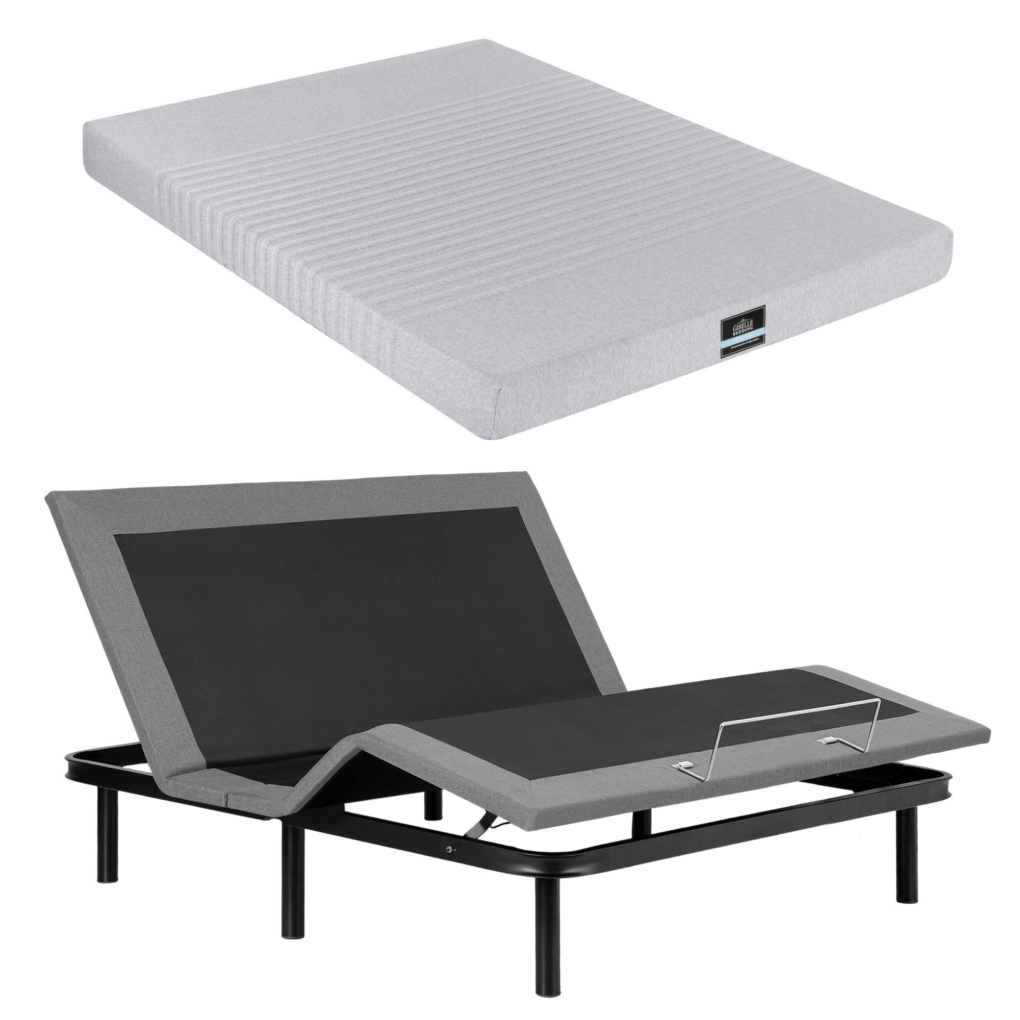 King Bed Frame and Giselle Bedding King Memory Foam Mattress Set, Electric Bed Base with Zero Gravity & 7 Zone Cooling Comfort for Back Pain Relief, Black & Grey, 15cm Thickness - Furniture > Bedroom > Beds & Bed Frames - Rivercity House & Home Co. (ABN 18 642 972 209) - Affordable Modern Furniture Australia