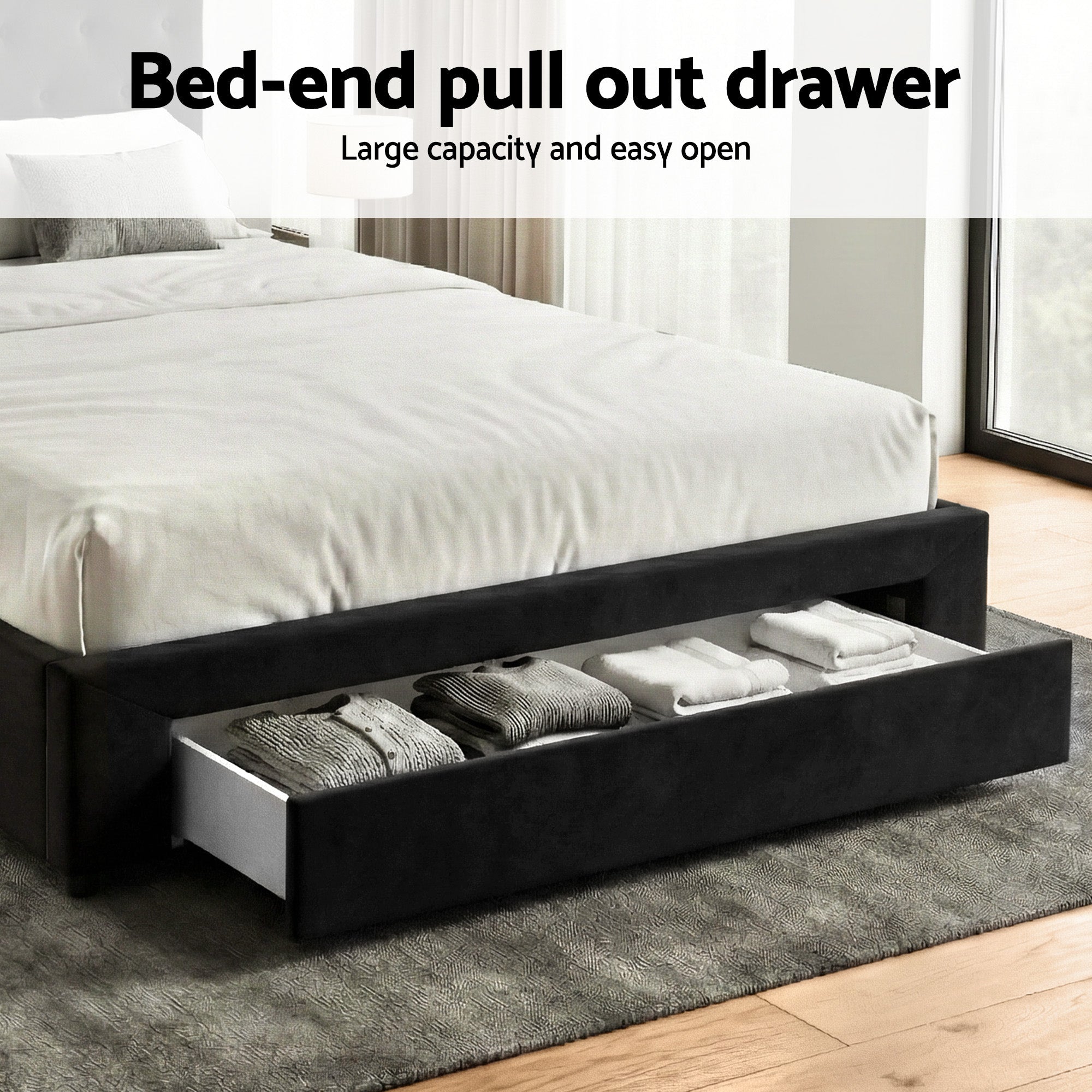 King Bed Frame Storage Charging Station Upholstered 3 Drawers USB Type - C - Furniture > Bedroom > Beds & Bed Frames - Rivercity House & Home Co. (ABN 18 642 972 209) - Affordable Modern Furniture Australia