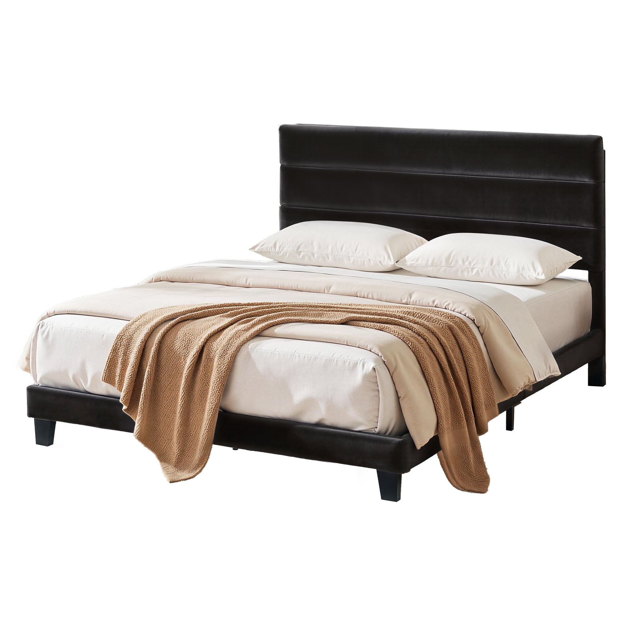 King Bed Frame Upholstered Platform Base with Geometric Headboard Black Velvet - Furniture > Bedroom > Beds & Bed Frames - Rivercity House & Home Co. (ABN 18 642 972 209) - Affordable Modern Furniture Australia