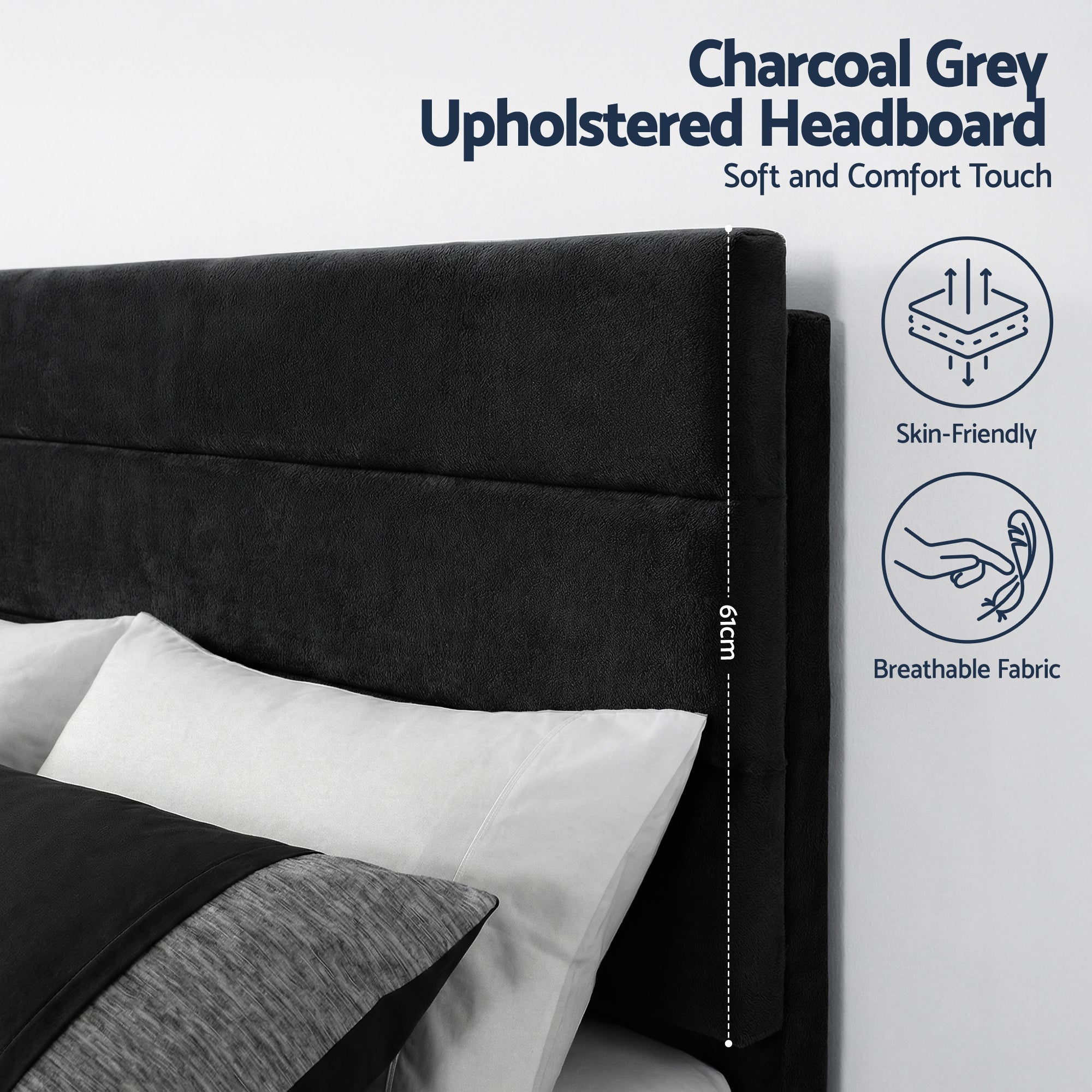 King Bed Frame Upholstered Platform Base with Geometric Headboard Black Velvet - Furniture > Bedroom > Beds & Bed Frames - Rivercity House & Home Co. (ABN 18 642 972 209) - Affordable Modern Furniture Australia