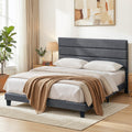Hush King Upholstered Bed Frame with Velvet Headboard - Grey