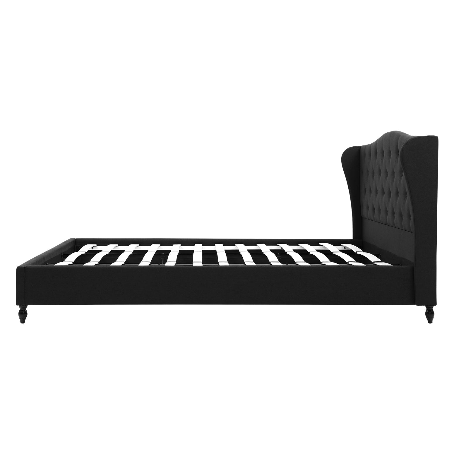 King Bed Frame Wingback Headboard Charcoal Grey Linen Upholstered Platform Bed Base - Furniture > Bedroom > Beds & Bed Frames - Rivercity House & Home Co. (ABN 18 642 972 209) - Affordable Modern Furniture Australia