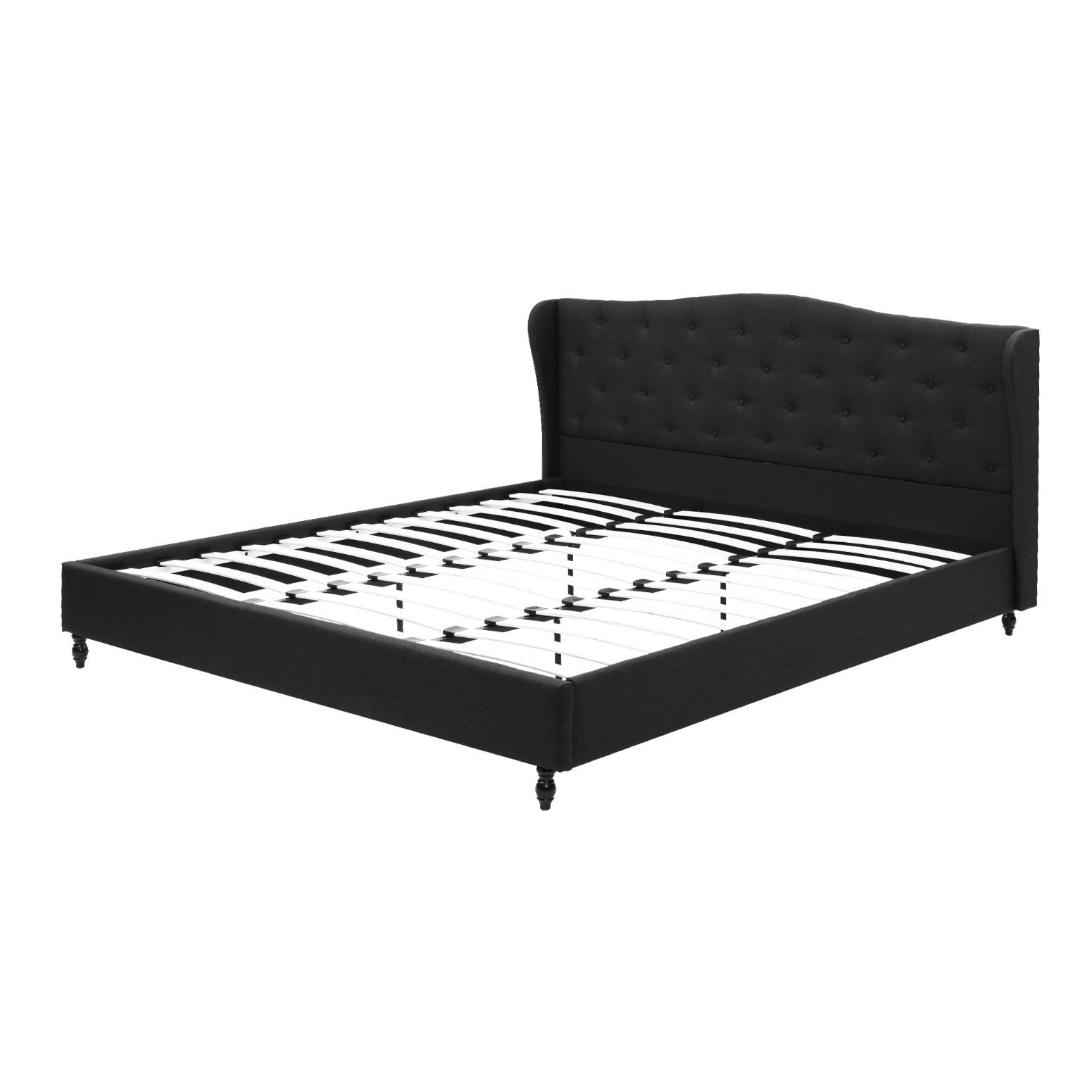 King Bed Frame Wingback Headboard Charcoal Grey Linen Upholstered Platform Bed Base - Furniture > Bedroom > Beds & Bed Frames - Rivercity House & Home Co. (ABN 18 642 972 209) - Affordable Modern Furniture Australia