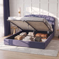 King Bed Frame with Hydraulic Lift Storage and USB Ports - Grey