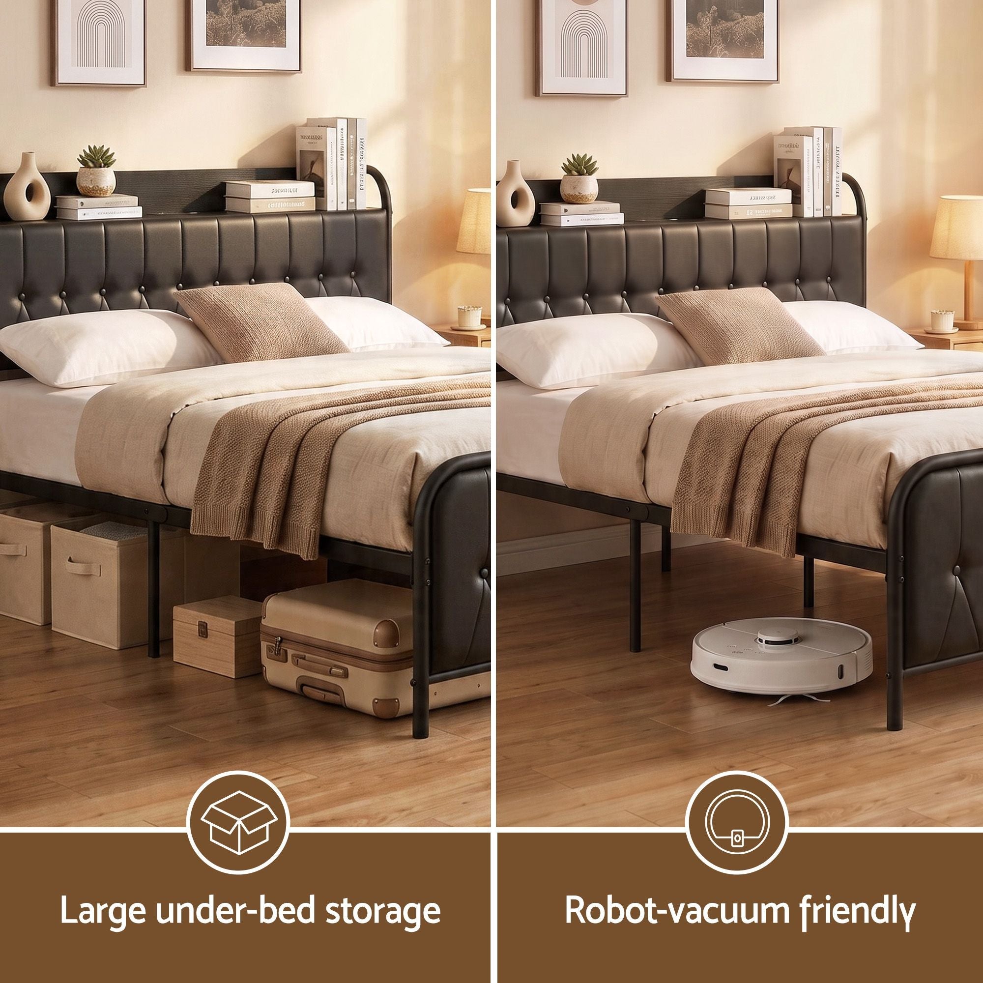 King Bed Frame with Storage Headboard SAA Certified Charging Station - Furniture > Bedroom > Beds & Bed Frames - Rivercity House & Home Co. (ABN 18 642 972 209) - Affordable Modern Furniture Australia