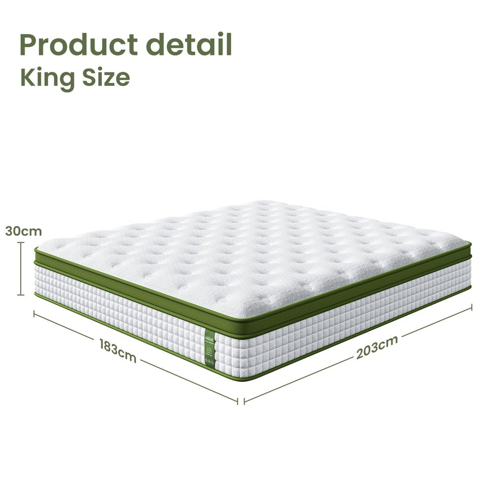 King Mattress 30cm Medium Firm Hybrid Mattress for Pressure Relief Motion Isolation - Furniture > Mattresses > King Size Mattress - Rivercity House & Home Co. (ABN 18 642 972 209) - Affordable Modern Furniture Australia