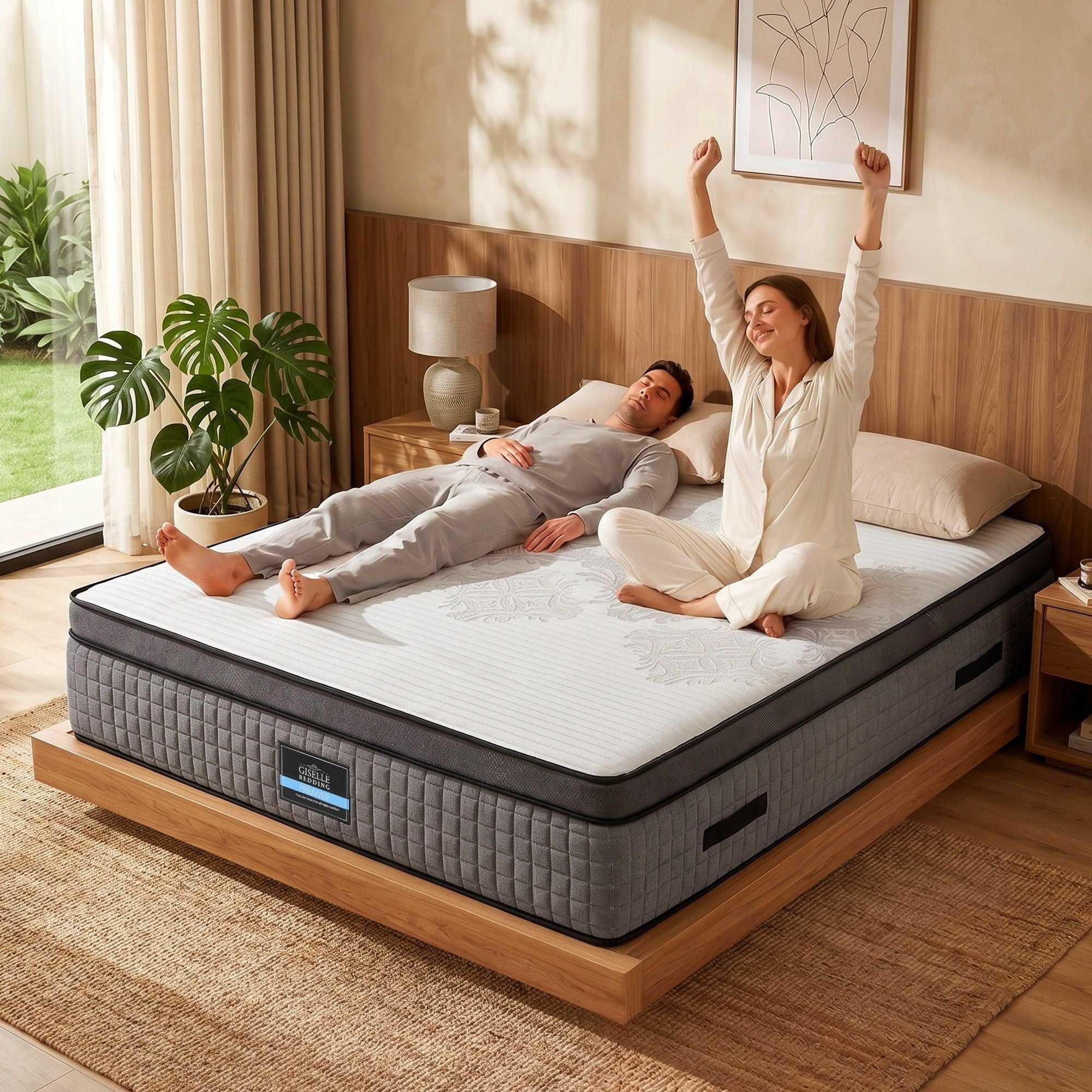 King Mattress 37cm 4-in-1 Adjustable Firmness Cooling Gel Memory Foam Dual-Zone Flippable for Couples - White and Grey - Furniture > Mattresses > King Size Mattress - Rivercity House & Home Co. (ABN 18 642 972 209) - Affordable Modern Furniture Australia