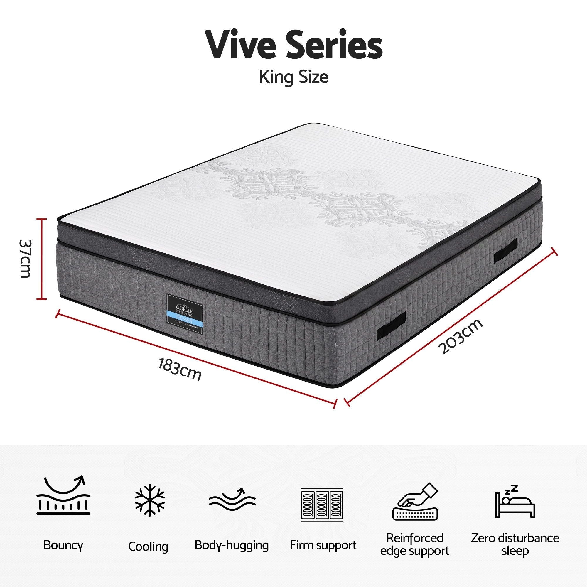 King Mattress 37cm 4-in-1 Adjustable Firmness Cooling Gel Memory Foam Dual-Zone Flippable for Couples - White and Grey - Furniture > Mattresses > King Size Mattress - Rivercity House & Home Co. (ABN 18 642 972 209) - Affordable Modern Furniture Australia