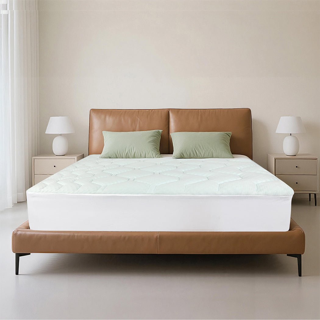 King Mattress Topper Pillowtop Memory Foam Cover Protector - White & Blue - Rivercity House & Home Co. (ABN 18 642 972 209) - Affordable Modern Furniture Australia