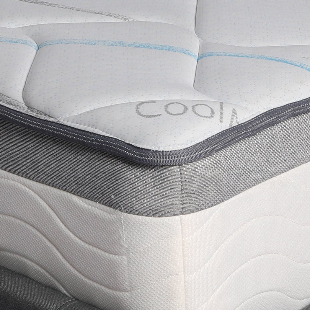 King Pocket Spring Mattress Bed 25cm Thick Medium Firm - White - Rivercity House & Home Co. (ABN 18 642 972 209) - Affordable Modern Furniture Australia