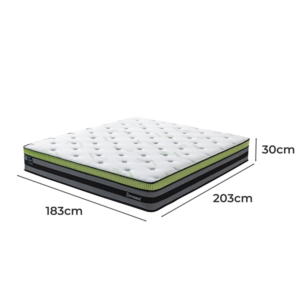 King Pocket Spring Mattress with Cool Gel - White, Grey, Green - Rivercity House & Home Co. (ABN 18 642 972 209) - Affordable Modern Furniture Australia