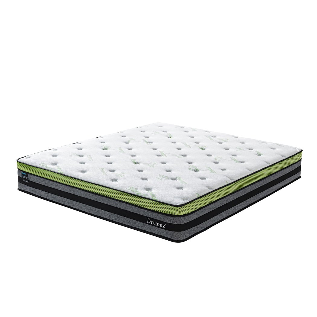 King Pocket Spring Mattress with Cool Gel - White, Grey, Green - Rivercity House & Home Co. (ABN 18 642 972 209) - Affordable Modern Furniture Australia