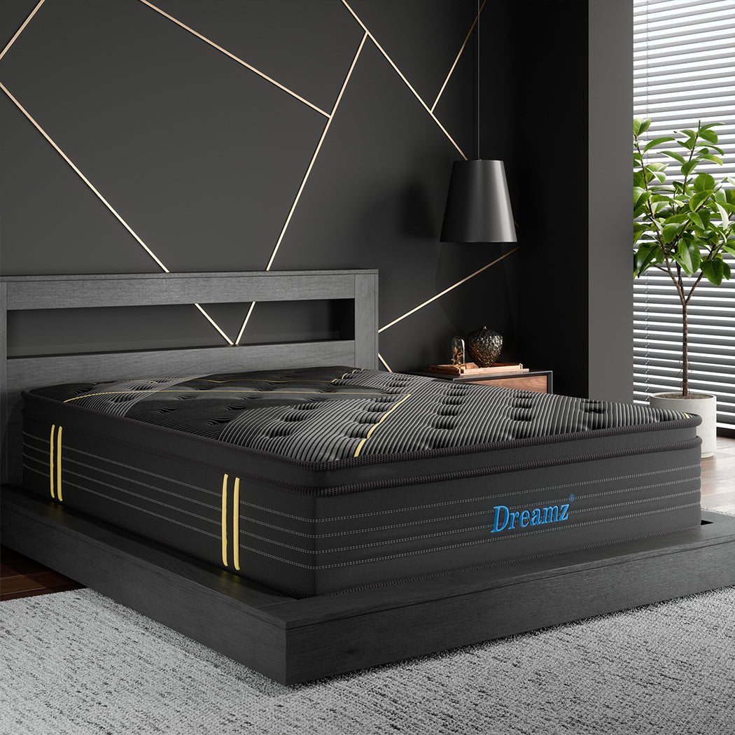 King Single Bamboo Charcoal Euro Top Spring Mattress - Black - Rivercity House & Home Co. (ABN 18 642 972 209) - Affordable Modern Furniture Australia