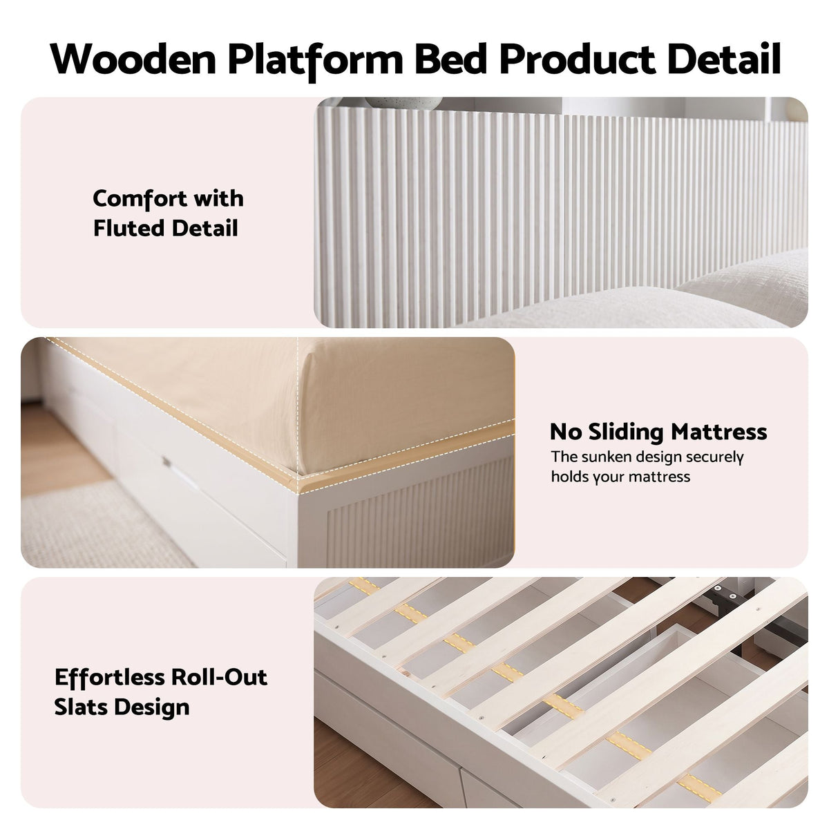 King Single Bed Frame with 4 Storage Drawers, USB Ports & Night Light - White - Furniture > Bedroom > Beds & Bed Frames - Rivercity House & Home Co. (ABN 18 642 972 209) - Affordable Modern Furniture Australia