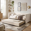 King Single Daybed with Trundle Bouclé Upholstered Frame