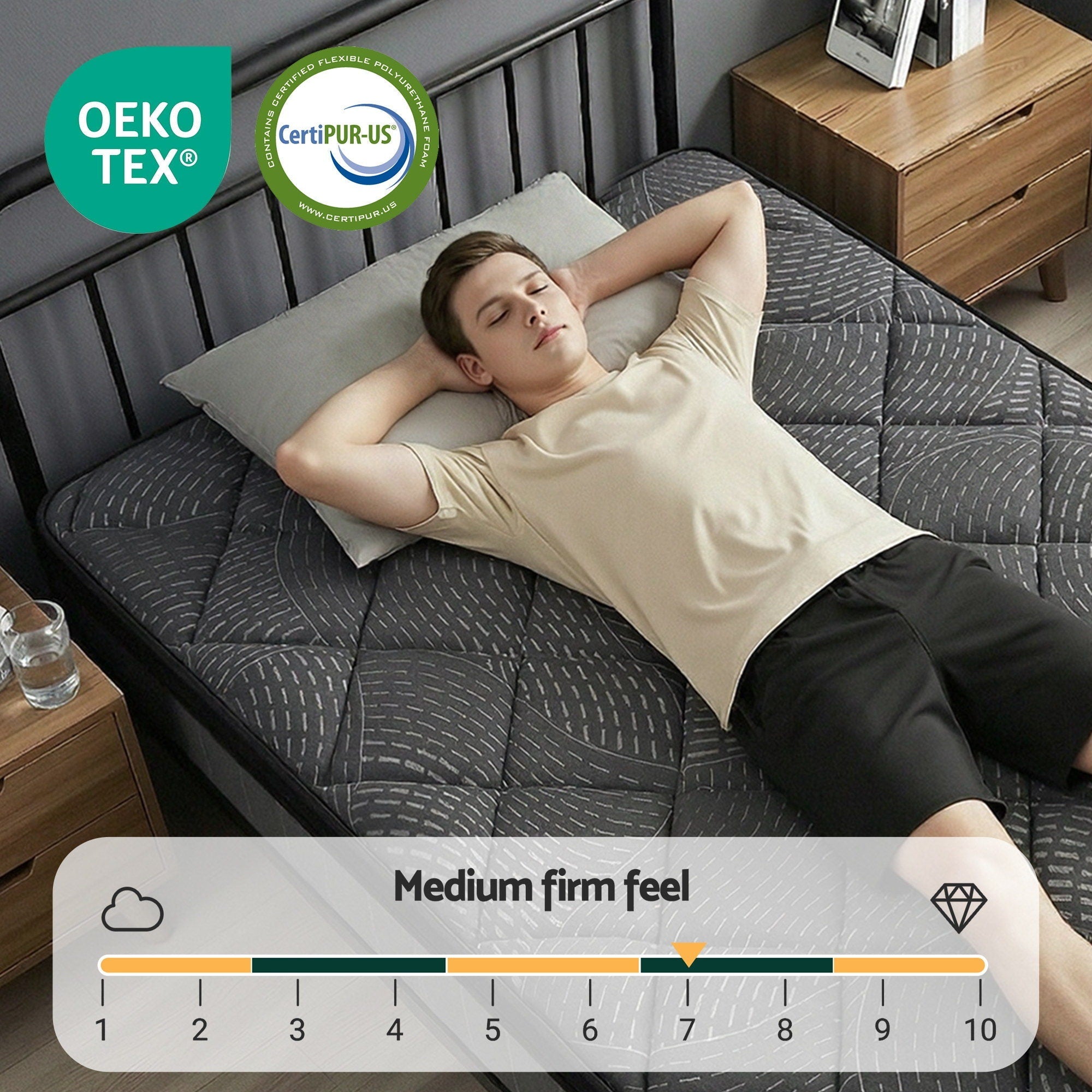 King Single Mattress 25cm Pocket Spring Latex Euro Top Medium Firm Bed - Furniture > Mattresses > King Single Mattress - Rivercity House & Home Co. (ABN 18 642 972 209) - Affordable Modern Furniture Australia