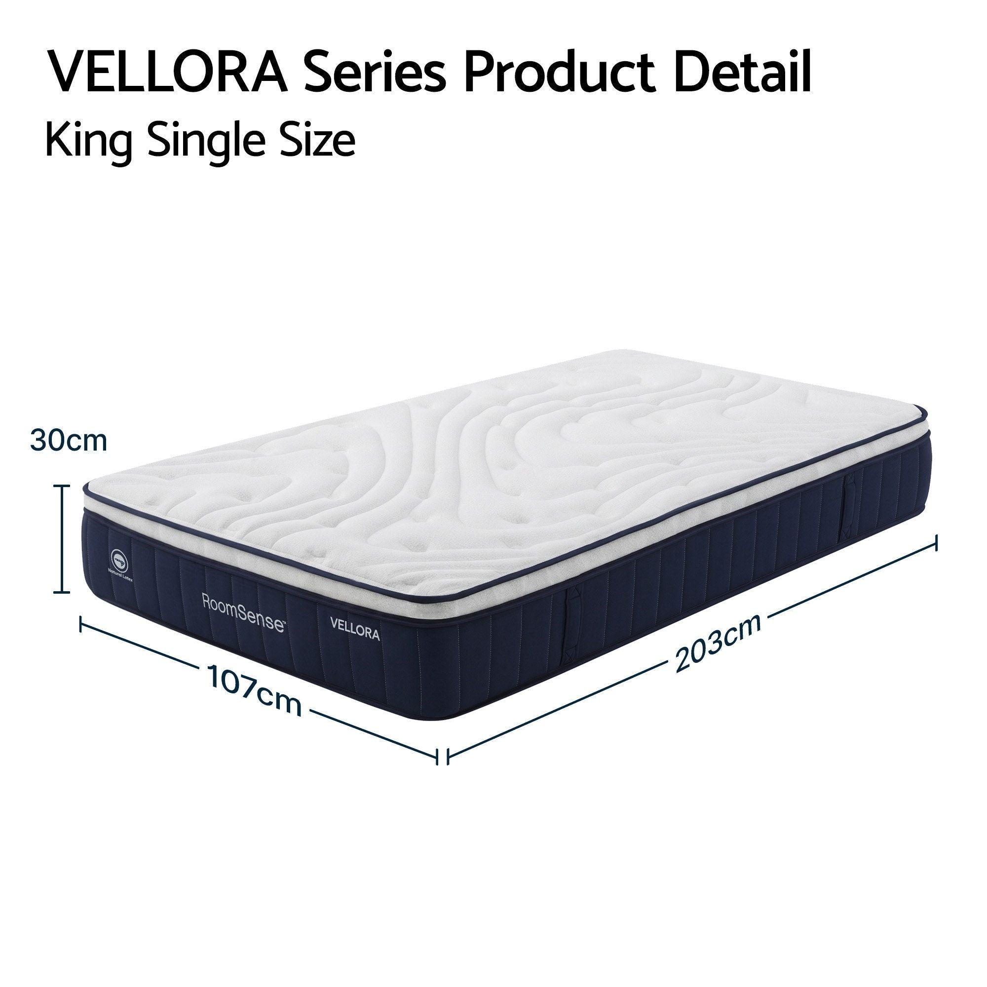 King Single Mattress , 30cm Medium Firm Hybrid Mattress with Latex Lumbar Support for Back Pain Relief , Pocket Spring Mattress King Single Size in a Box - Furniture > Mattresses > King Single Mattress - Rivercity House & Home Co. (ABN 18 642 972 209) - Affordable Modern Furniture Australia