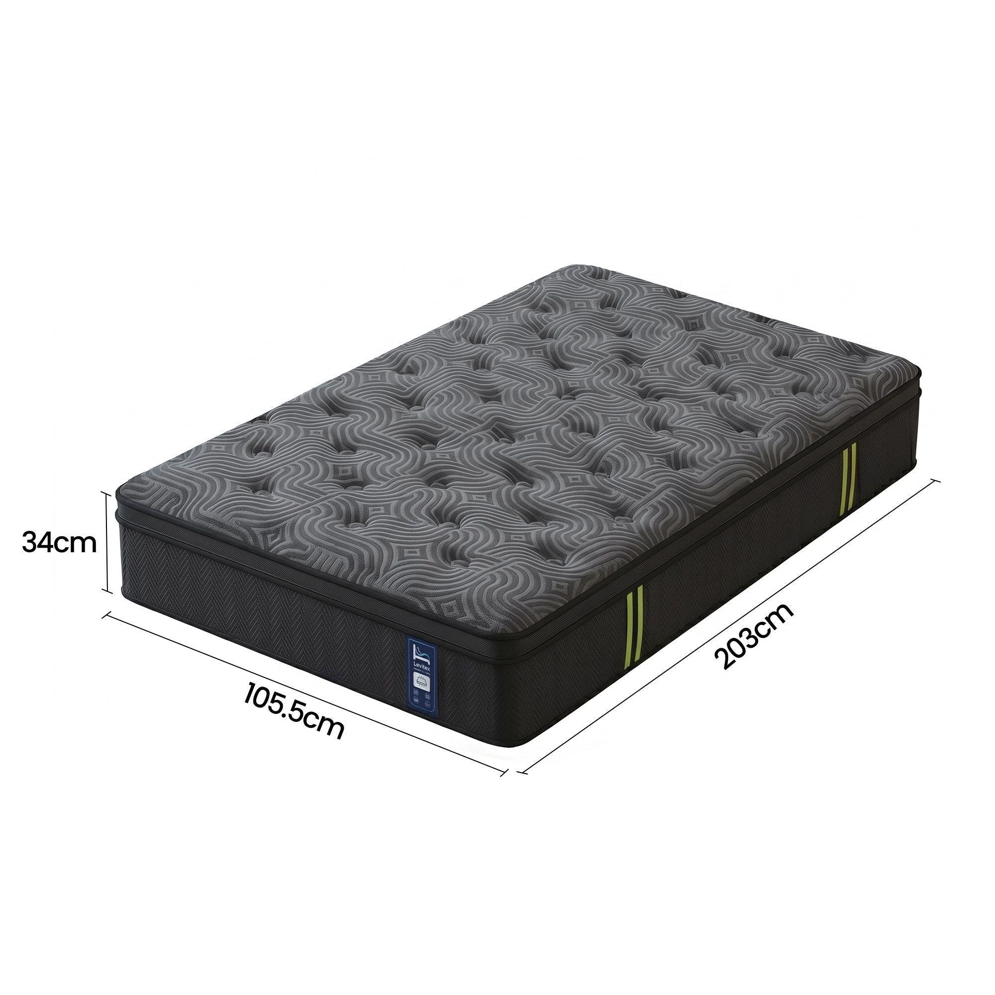 King Single Mattress 34 cm 5 - Zone Pressure Relief Pocket Spring with Reinforced Edge Support & Breathable Gel Memory Foam Hybrid Mattress - Furniture > Mattresses > King Single Mattress - Rivercity House & Home Co. (ABN 18 642 972 209) - Affordable Modern Furniture Australia