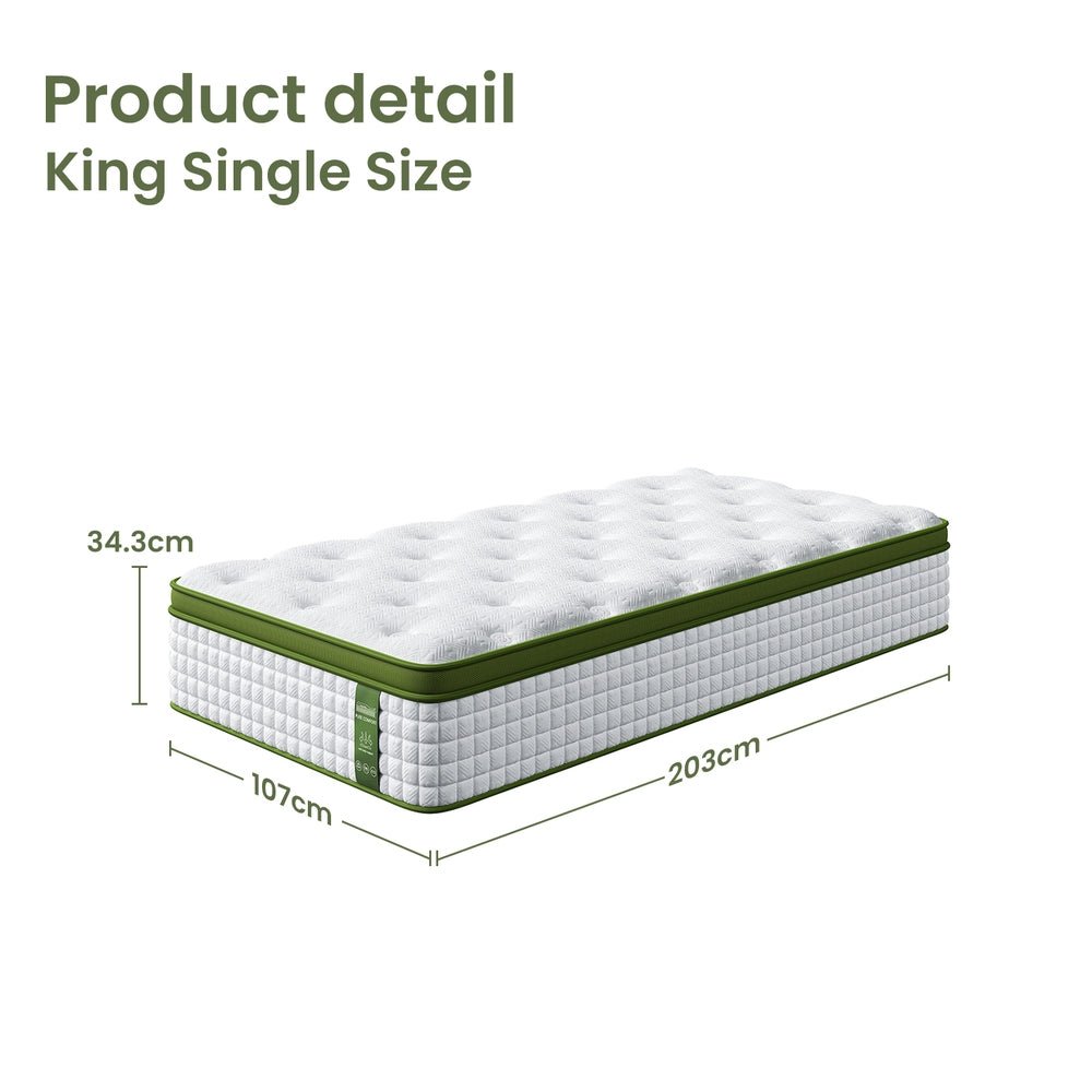 King Single Mattress 34cm Medium - Hybrid Mattress for Pressure Relief Motion Isolation - Furniture > Mattresses > King Single Mattress - Rivercity House & Home Co. (ABN 18 642 972 209) - Affordable Modern Furniture Australia