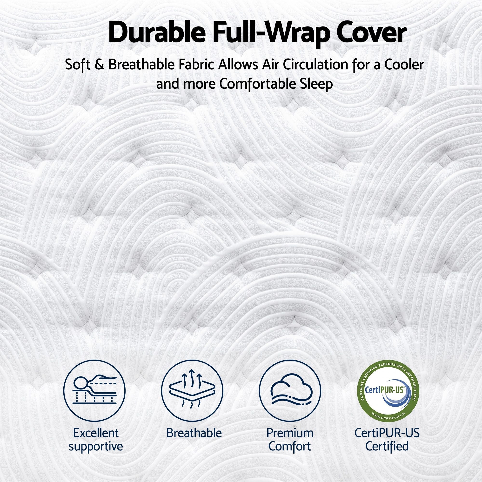 King Single Mattress, 34cm Thick Medium Firm Hybrid Mattress for Back Pain Relief, Tencel Cooling Pocket Spring Mattress King Single Size in a Box - Furniture > Mattresses > King Single Mattress - Rivercity House & Home Co. (ABN 18 642 972 209) - Affordable Modern Furniture Australia