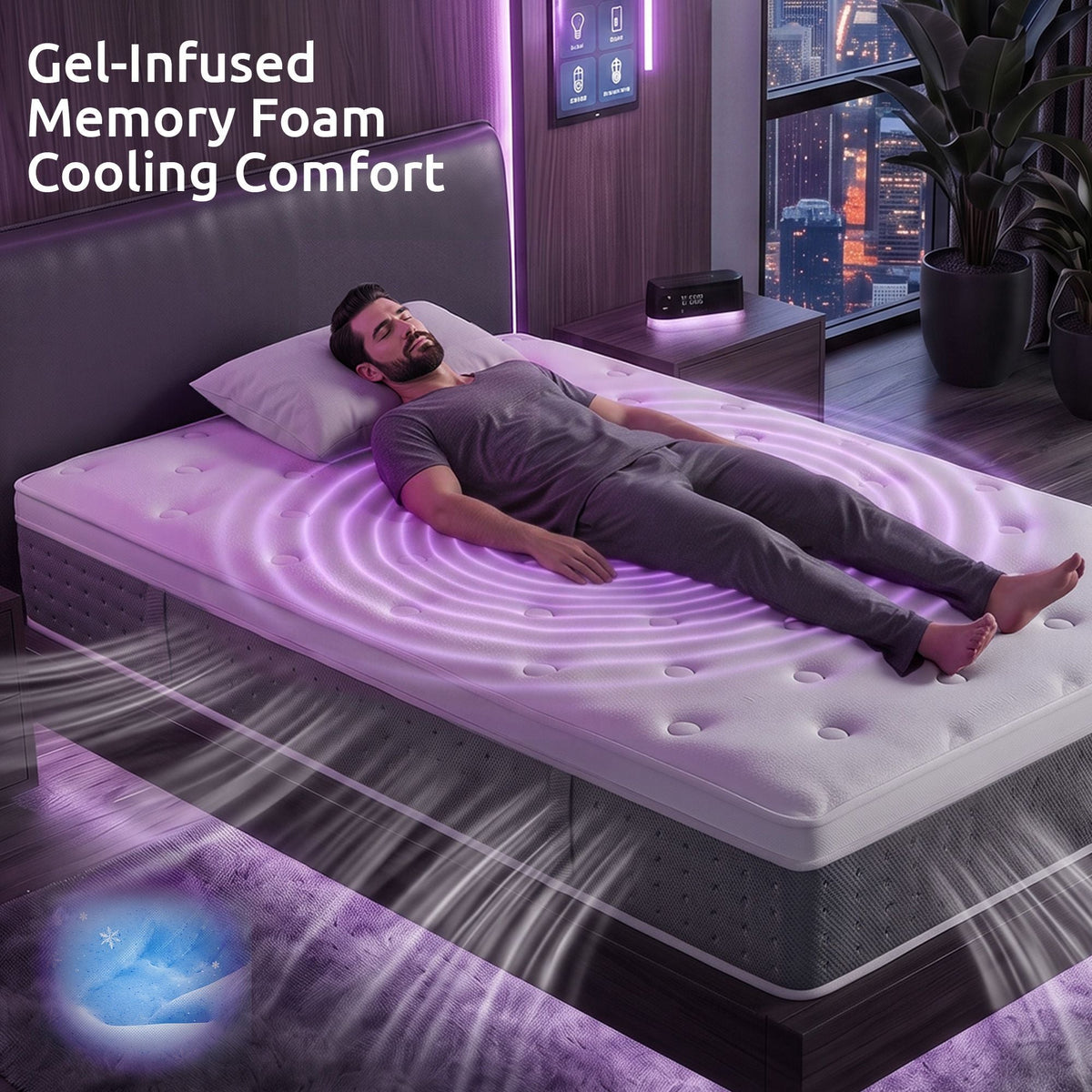 King Single Mattress with 5-Zone Pocket Springs, Lumbar Support & Cooling Gel Memory Foam - White - Furniture > Mattresses > King Single Mattress - Rivercity House & Home Co. (ABN 18 642 972 209) - Affordable Modern Furniture Australia