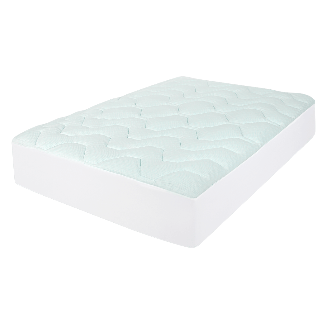 King Single Pillowtop Mattress Topper with Bamboo Cover - White & Blue - Rivercity House & Home Co. (ABN 18 642 972 209) - Affordable Modern Furniture Australia