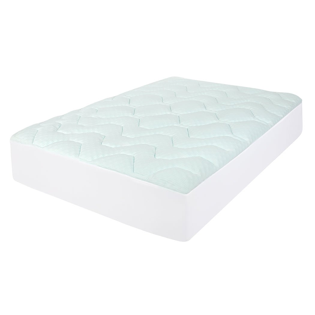 King Single Pillowtop Mattress Topper with Bamboo Cover - White & Blue - Rivercity House & Home Co. (ABN 18 642 972 209) - Affordable Modern Furniture Australia