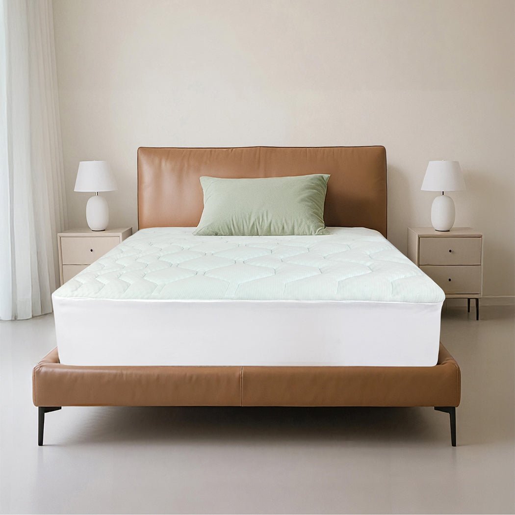 King Single Pillowtop Mattress Topper with Bamboo Cover - White & Blue - Rivercity House & Home Co. (ABN 18 642 972 209) - Affordable Modern Furniture Australia