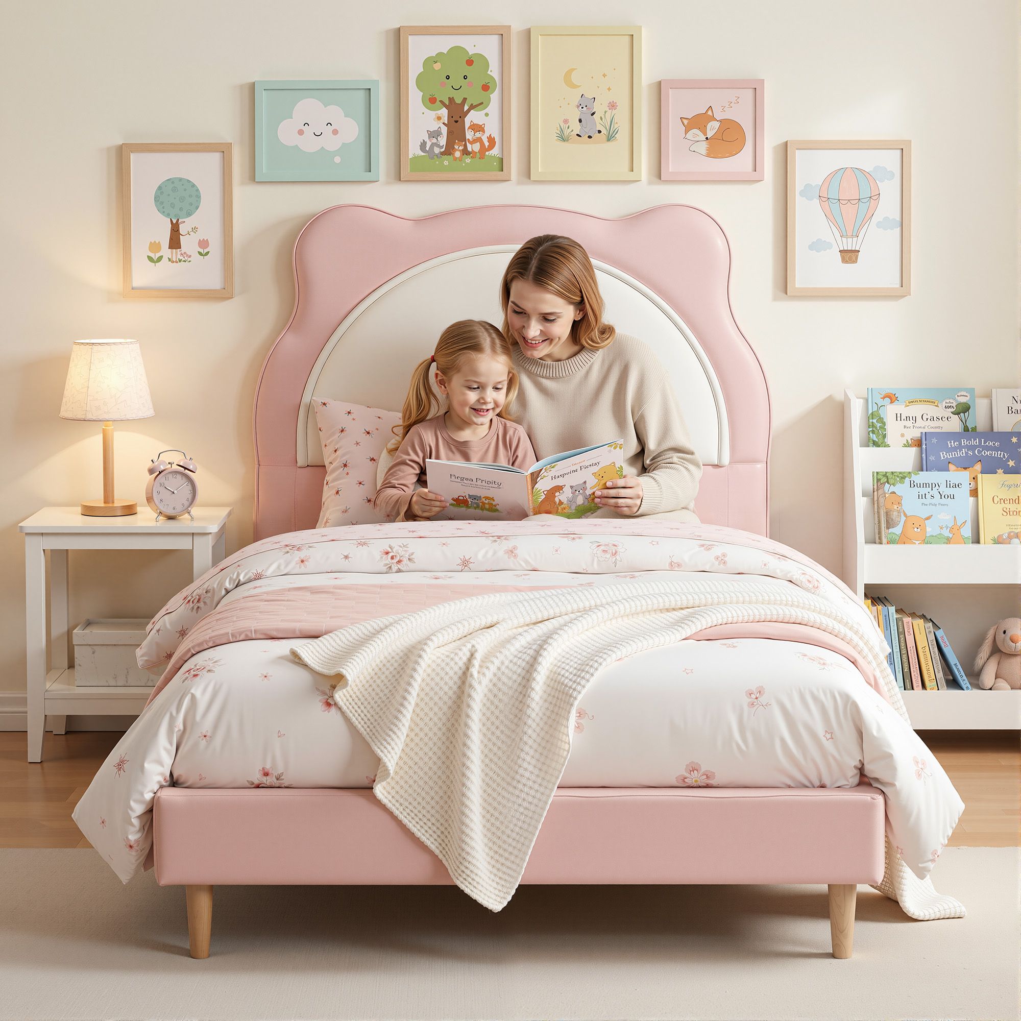 King Single Pink Kids Bed Frame for Girls Bedroom Cute Animal Upholstered - Furniture > Bedroom > Beds & Bed Frames - Rivercity House & Home Co. (ABN 18 642 972 209) - Affordable Modern Furniture Australia