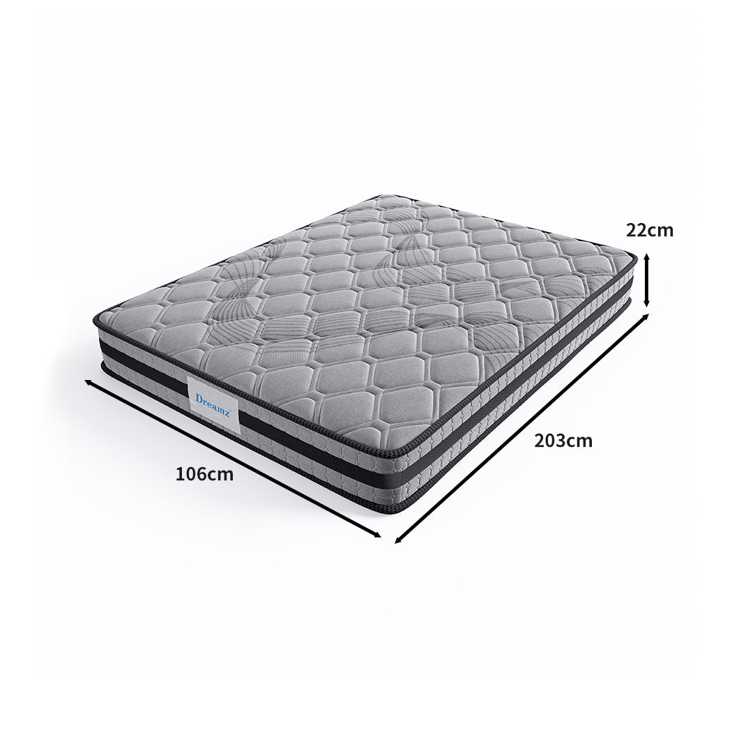 King Single Pocket Spring Mattress Medium Firm - Grey - Rivercity House & Home Co. (ABN 18 642 972 209) - Affordable Modern Furniture Australia