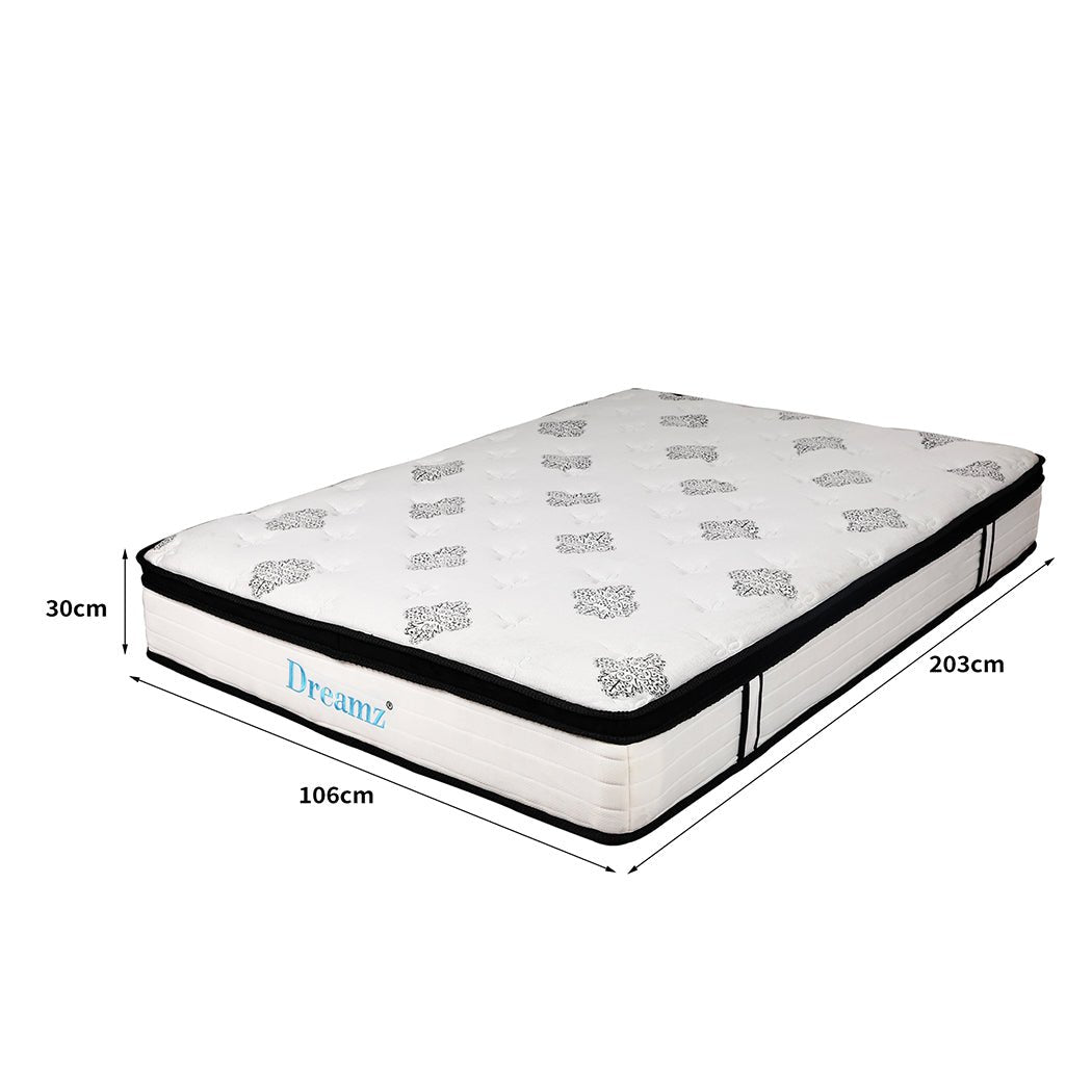 King Single Pocket Spring Mattress Medium Firm - White - Rivercity House & Home Co. (ABN 18 642 972 209) - Affordable Modern Furniture Australia