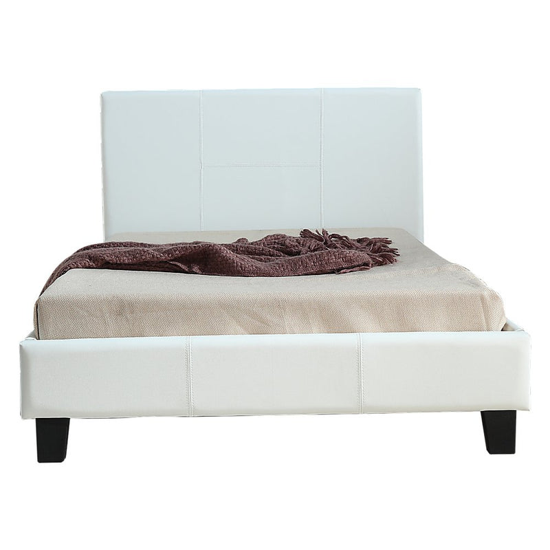 King Single Size | PU Leather Bed Frame (White) - Rivercity House & Home Co. (ABN 18 642 972 209) - Affordable Modern Furniture Australia