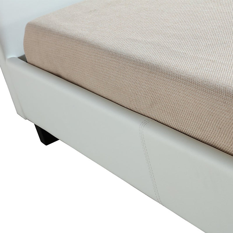 King Single Size | PU Leather Bed Frame (White) - Rivercity House & Home Co. (ABN 18 642 972 209) - Affordable Modern Furniture Australia