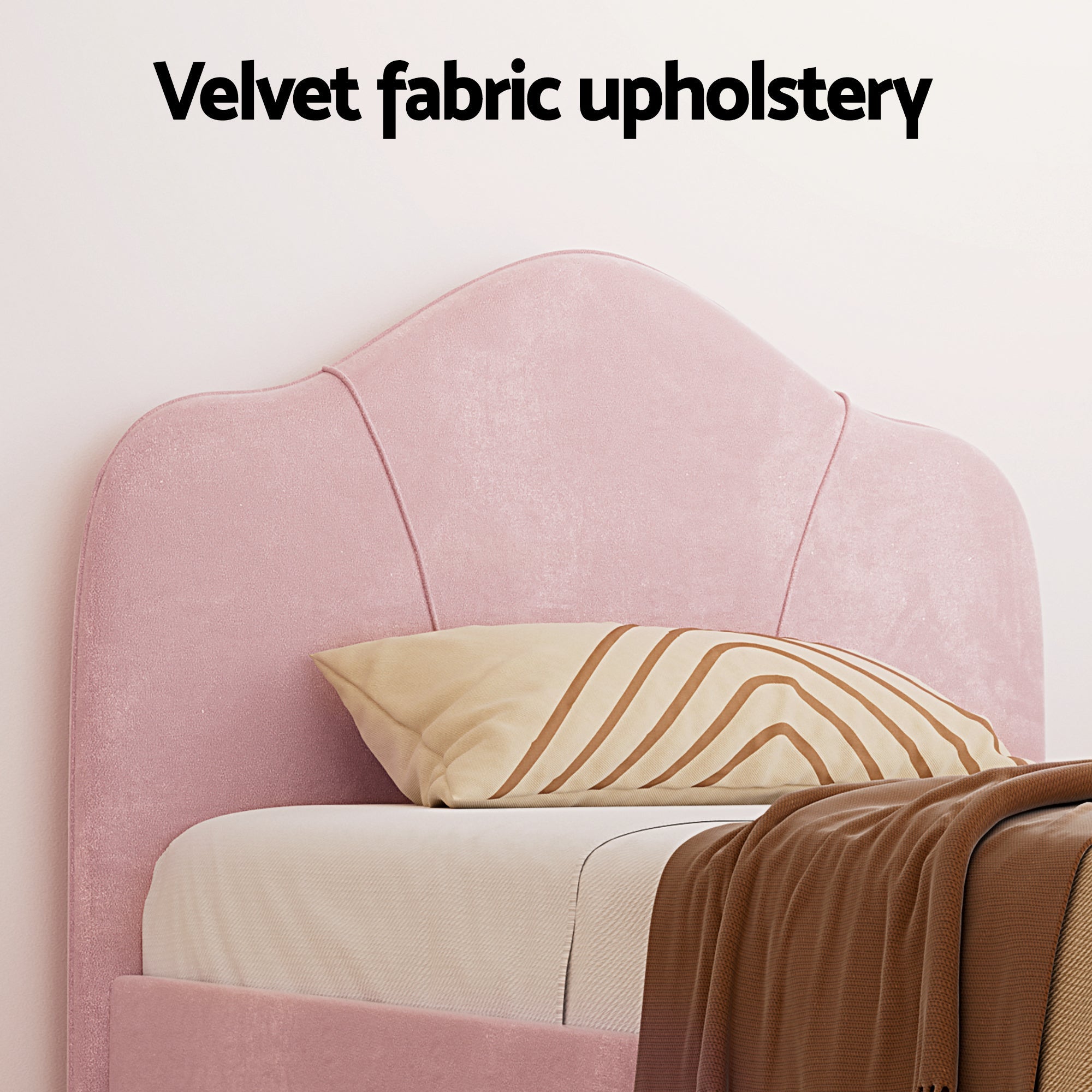 King Single Storage Bed Frame Velvet with Bedside Table Pink - Furniture > Bedroom > Beds & Bed Frames - Rivercity House & Home Co. (ABN 18 642 972 209) - Affordable Modern Furniture Australia