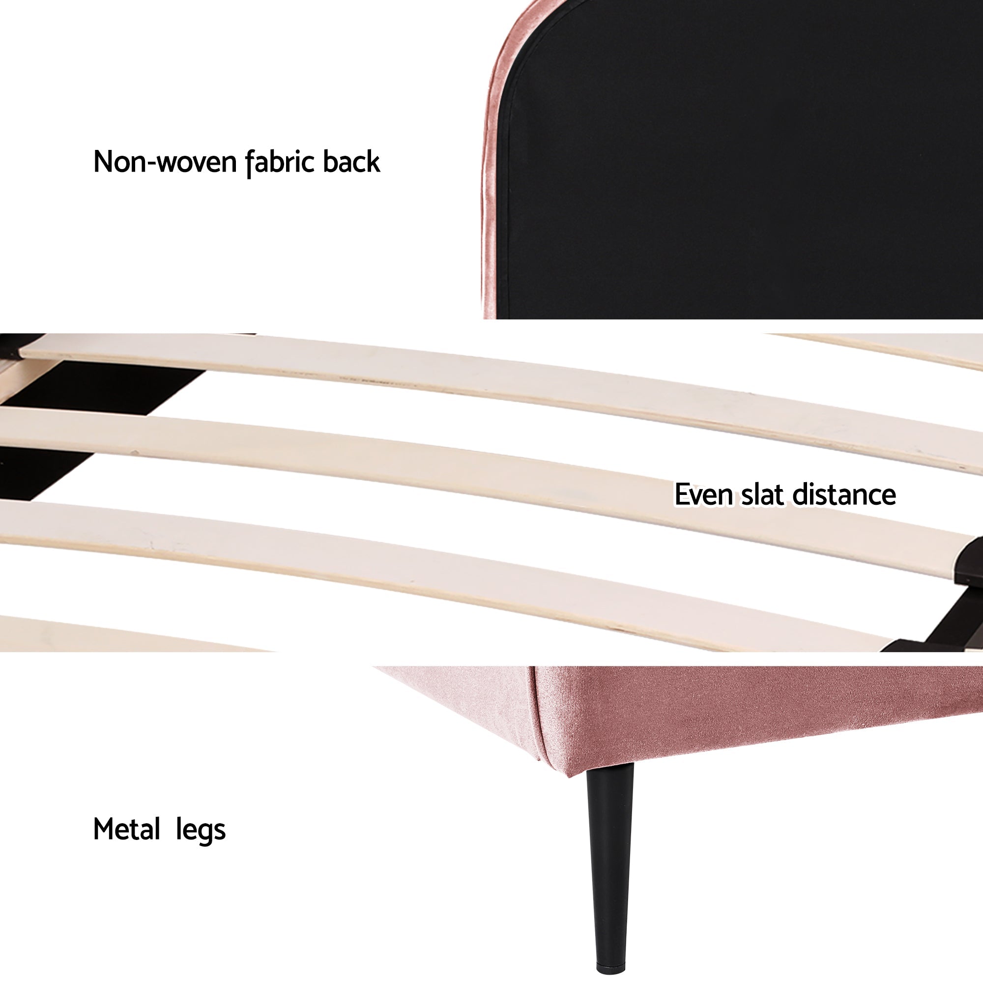 King Single Storage Bed Frame Velvet with Bedside Table Pink - Furniture > Bedroom > Beds & Bed Frames - Rivercity House & Home Co. (ABN 18 642 972 209) - Affordable Modern Furniture Australia