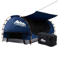 King Single Free Standing Canvas Camping Swag Tent - Blue