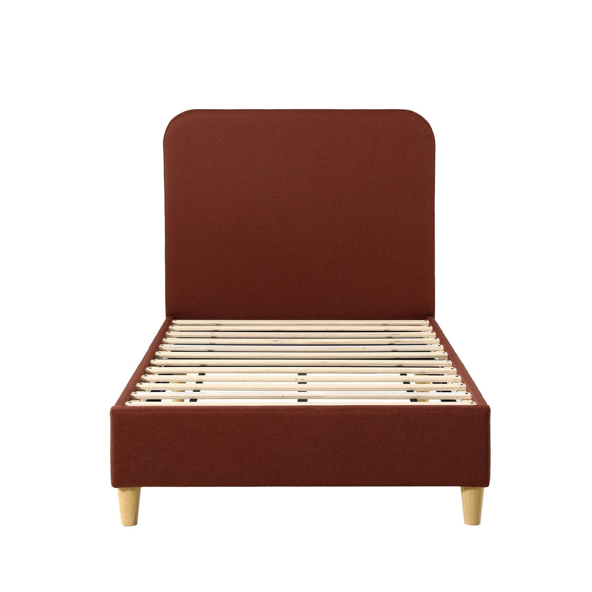 King Single Upholstered Bed Frame with Headboard - Brown Faux Linen - Furniture > Bedroom > Beds & Bed Frames - Rivercity House & Home Co. (ABN 18 642 972 209) - Affordable Modern Furniture Australia