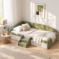 King Single Upholstered Daybed Sofa Bed with Centre Stairs - Olive