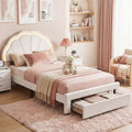King Single Upholstered Velvet Platform Bed Frame with LED Headboard & Storage Drawer - Velvet