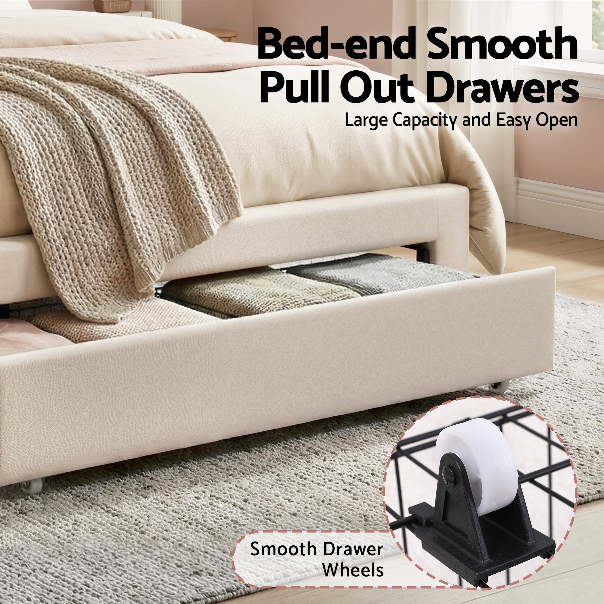 King Single Upholstered Velvet Platform Bed Frame with LED Headboard & Storage Drawer - Velvet - Furniture > Bedroom > Beds & Bed Frames - Rivercity House & Home Co. (ABN 18 642 972 209) - Affordable Modern Furniture Australia