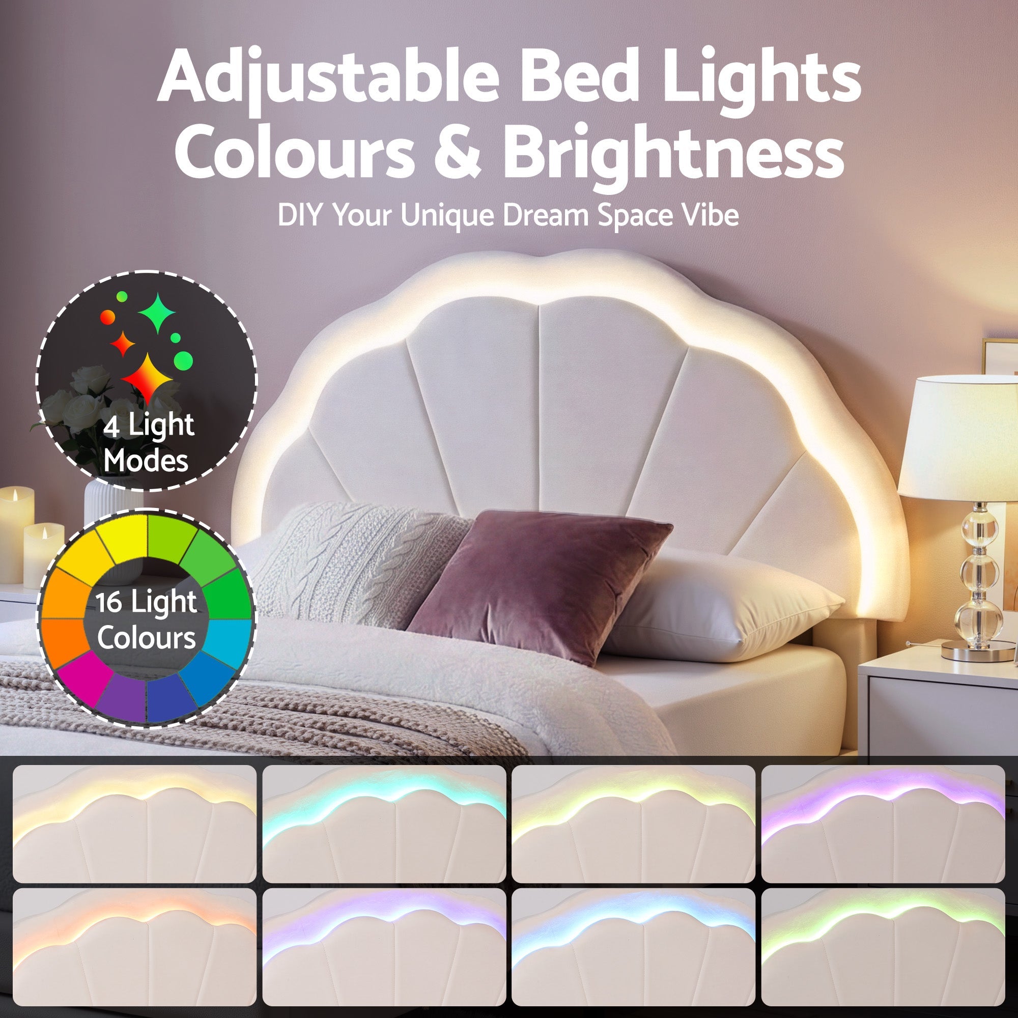 King Single Upholstered Velvet Platform Bed Frame with LED Headboard & Storage Drawer - Velvet - Furniture > Bedroom > Beds & Bed Frames - Rivercity House & Home Co. (ABN 18 642 972 209) - Affordable Modern Furniture Australia