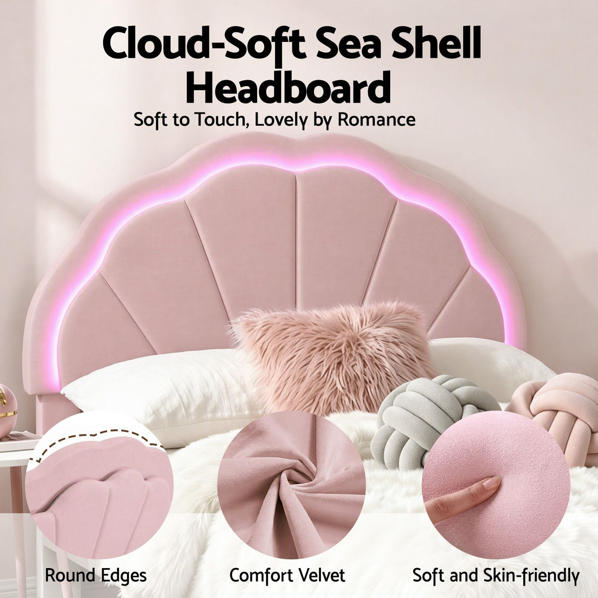 King Single Upholstered Velvet Platform Bed Frame with Storage Drawer and LED Headboard - Pink - Furniture > Bedroom > Beds & Bed Frames - Rivercity House & Home Co. (ABN 18 642 972 209) - Affordable Modern Furniture Australia