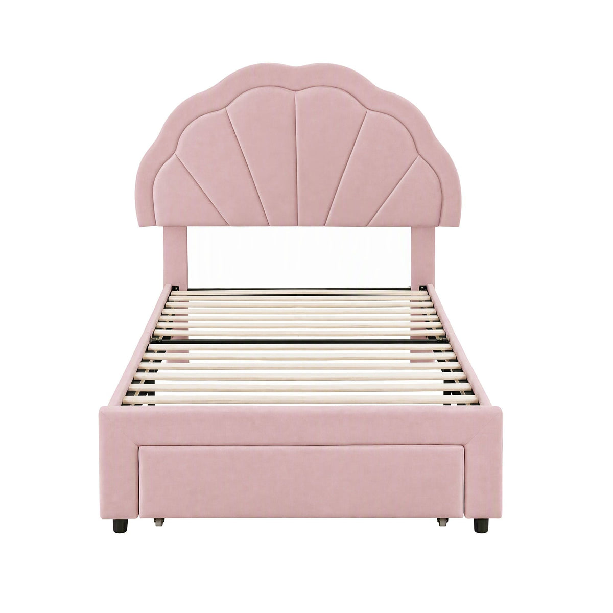 King Single Upholstered Velvet Platform Bed Frame with Storage Drawer and LED Headboard - Pink - Furniture > Bedroom > Beds & Bed Frames - Rivercity House & Home Co. (ABN 18 642 972 209) - Affordable Modern Furniture Australia