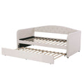 King Single Velvet Tufted Daybed with Trundle Bed Frame - Velvet