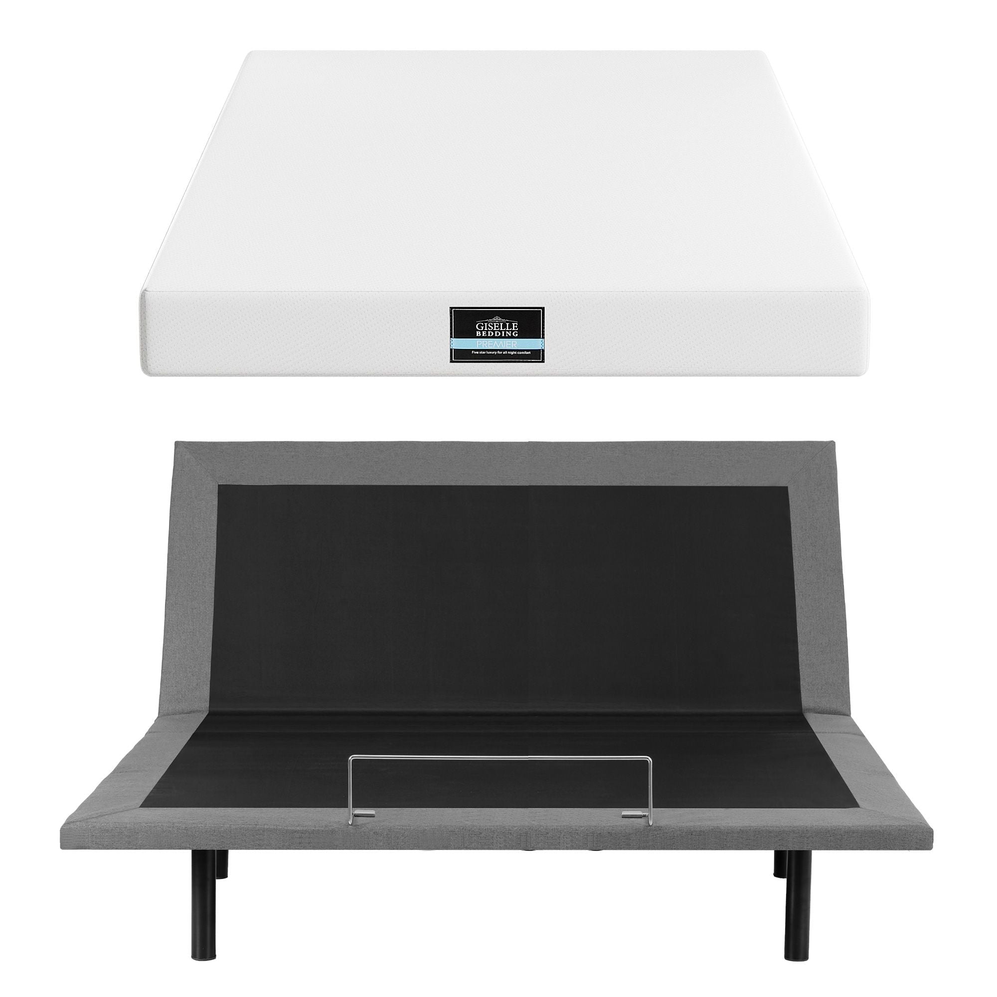 King size bed frame & Giselle Bedding King Mattress Combo, adjustable bed Base for Snoring Relief, Independent Head Foot Incline, Wireless Remote, Black,20cm Thickness - Furniture > Bedroom > Beds & Bed Frames - Rivercity House & Home Co. (ABN 18 642 972 209) - Affordable Modern Furniture Australia