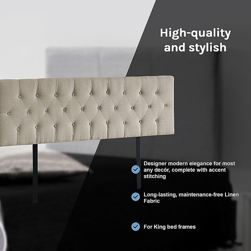 King Size | Deluxe Headboard Bedhead (Beige) - Rivercity House & Home Co. (ABN 18 642 972 209) - Affordable Modern Furniture Australia